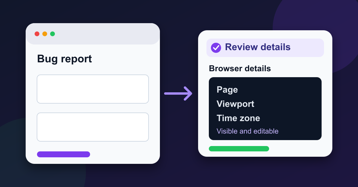 Add browser details to a bug report form safely