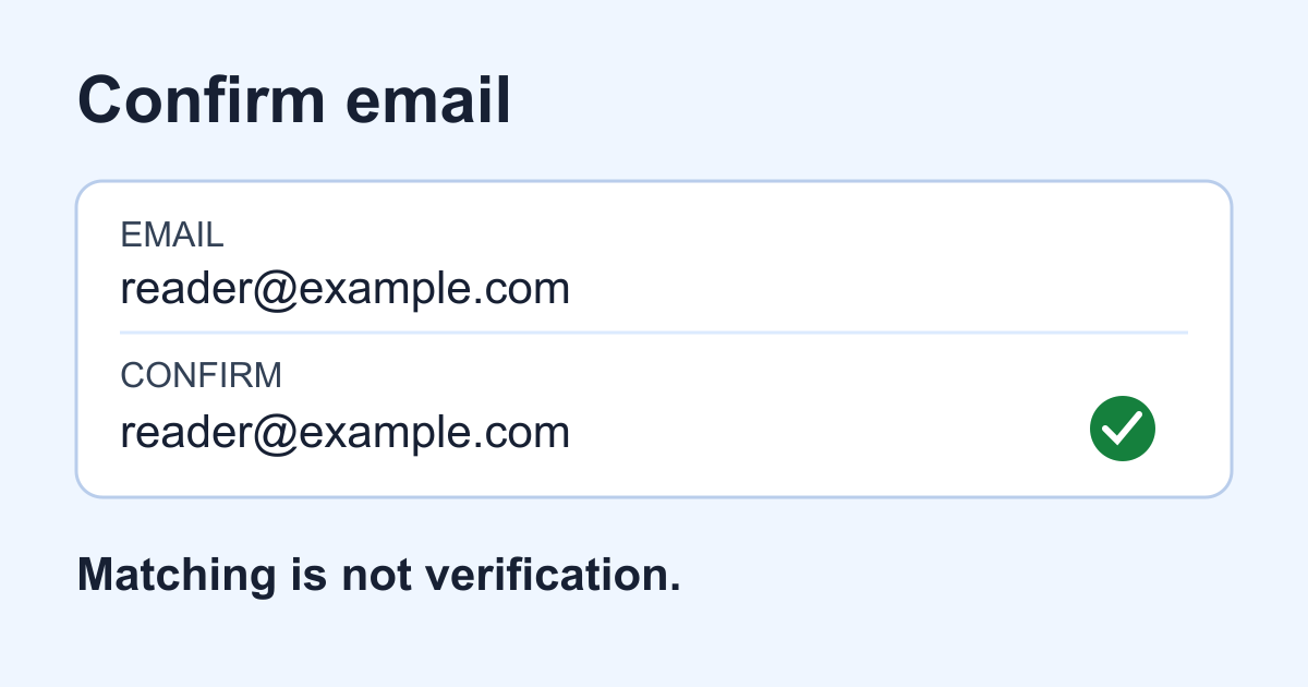 Confirm email field validation in HTML and JavaScript